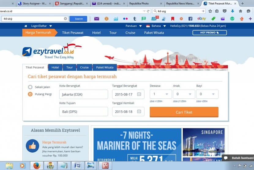 Dalam rangka hari kemerdekaan Indonesia, Ezytravel bermitra dengan LINE memberi potongan harga pembelian tiket pesawat dan hotel.