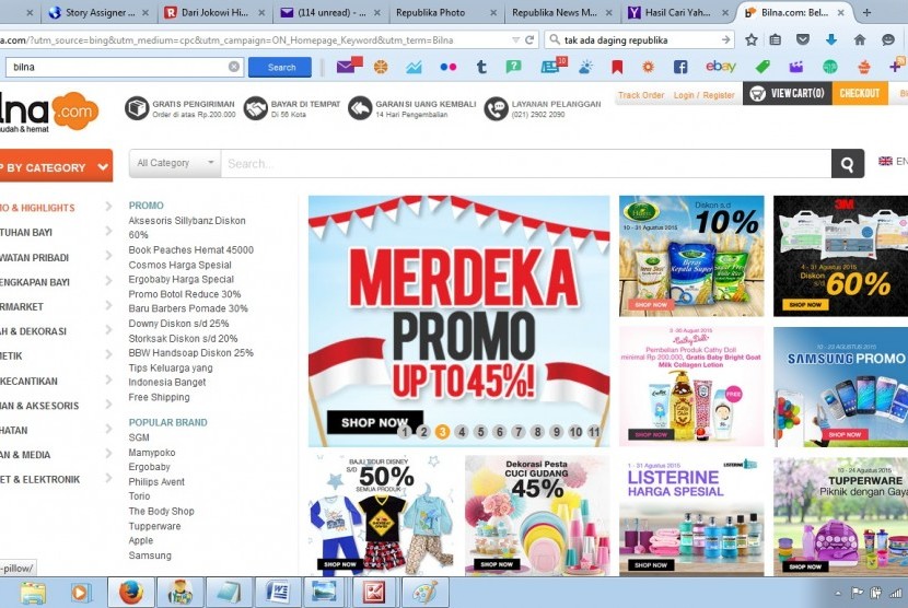 Dalam rangka memeriahkan hari kemerdekaan Indonesia, Bilna.com, situs belanja online, menyelenggarakan promo Merdeka yang bisa dinikmati pada tanggal 17 Agustus 2015.