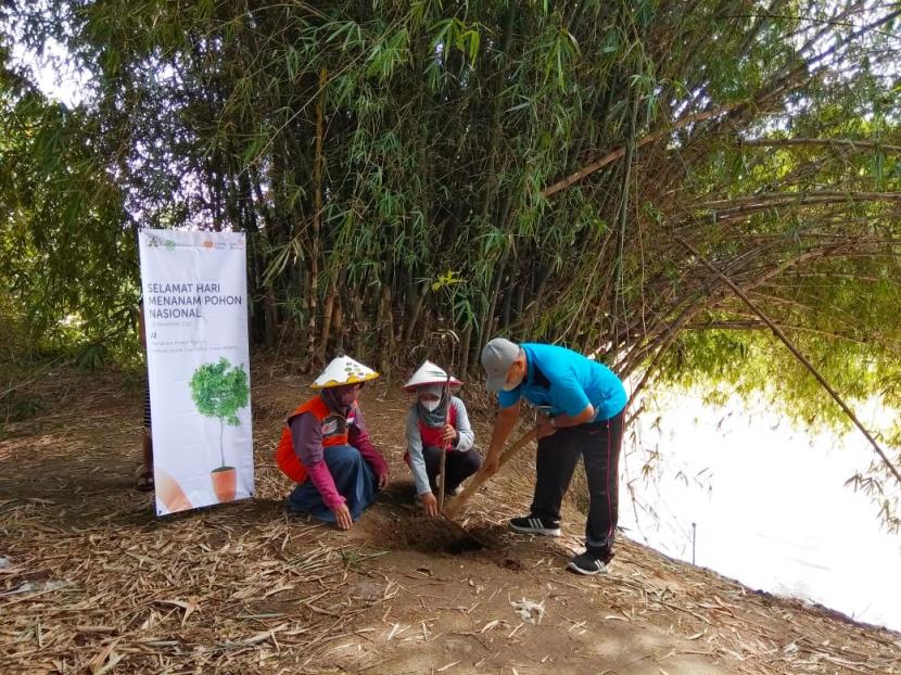 Dalam rangka memperingati Hari Menanam Pohon Sedunia, Relawan Rumah Zakat bersama para tokoh masyarakat dan kader lingkungan RW 11 melakukan tanam pohon di pinggiran DAS Bengawan Solo yang berada di daerah Ngepung, Pasar Kliwon, Sabtu (13/11). 