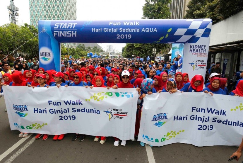 Dalam rangkaian Hari Ginjal Sedunia (World Kidney Day 2019), Danone-AQUA mengadakan serangkaian kegiatan edukatif yang bertujuan untuk menekankan pentingnya menjaga hidrasi untuk kesehatan ginjal di Jakarta, Ahad (24/3).