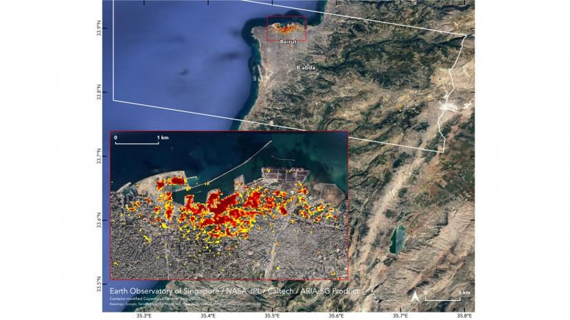 Dampak ledakan Beirut jika dilihat dari Satelit.