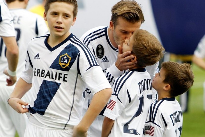 David Beckham dan ketiga putranya