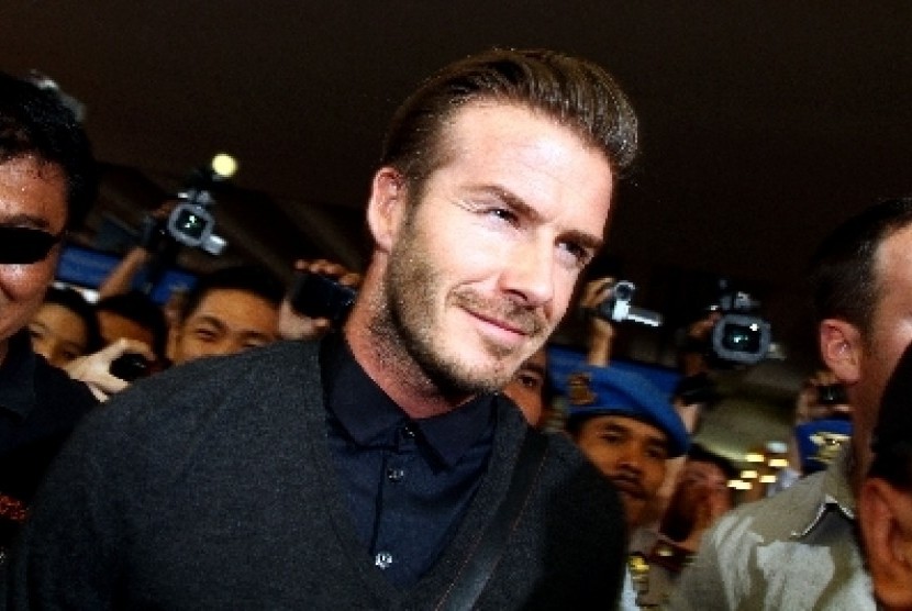 David Beckham ketika tiba di  Indonesia tahun lalu.