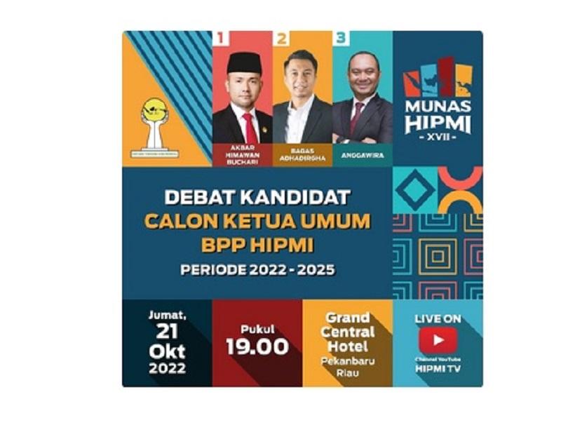 Debat Kandidat calon ketua umum Badan Pengurus Pusat Himpunan Pengusaha Muda Indonesia (HIPMI) .