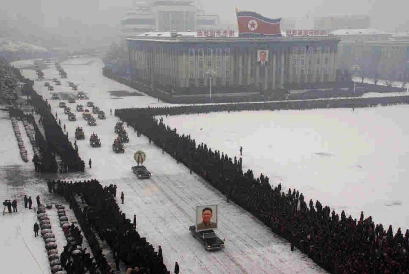 Defile tentara Korea Utara di Pyongyang.