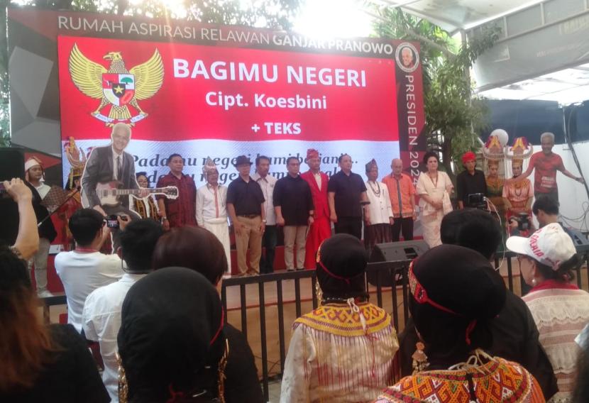Deklarasi dukungan masyarakat Toraja di Rumah Aspirasi Relawan Ganjar-Mahfud, Jakarta, Ahad (19/11/2023). 