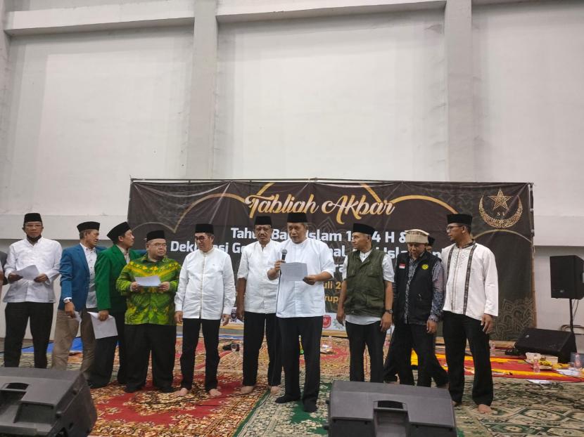 Deklarasi Gerakan Nasional Anti Islamofobia (GNAI) Jawa Barat di Stadion Indoor Jalak Harupat, Kabupaten Bandung pada Ahad (31/7/2022). 