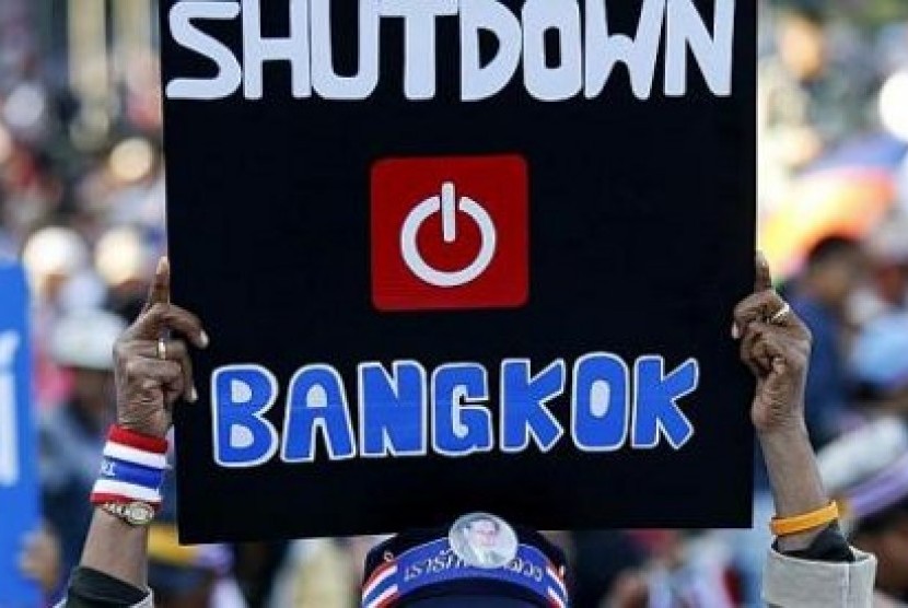 Demonstrasi Bangkok Shutdown di ibu kota Thailand, Bangkok, Senin (13/1)