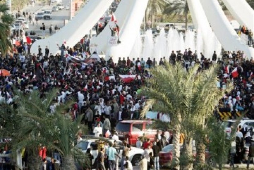 Demonstrasi di pusat kota Bahrain.