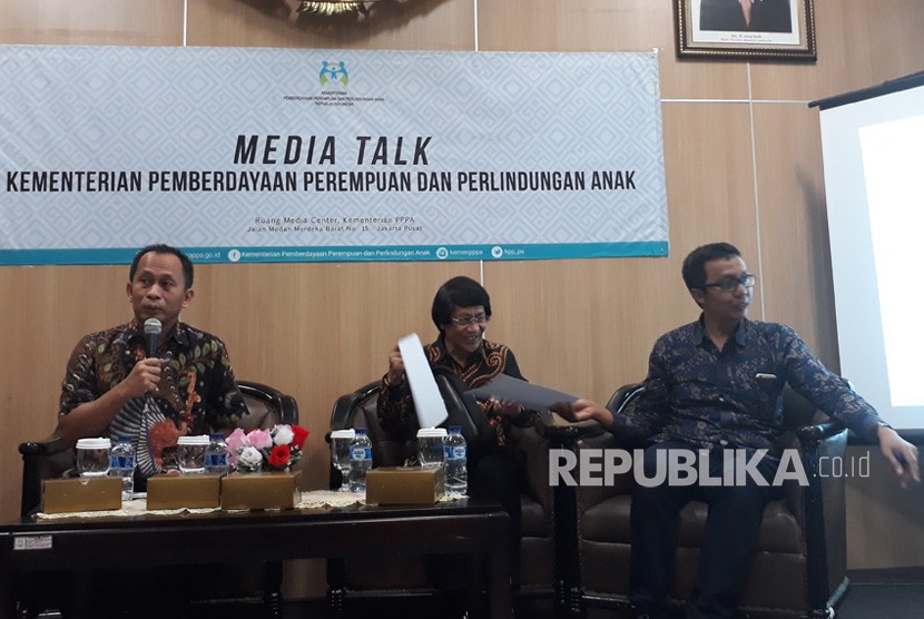 Deputi Bidang Perlindungan Anak Kementerian PPPA Nahar saat ditemui di  Media Talk Kementerian PPPA bertema kolaborasi dan pendampingan menuju  kota/kabupaten layak anak, di Jakarta, Jumat (15/3). 