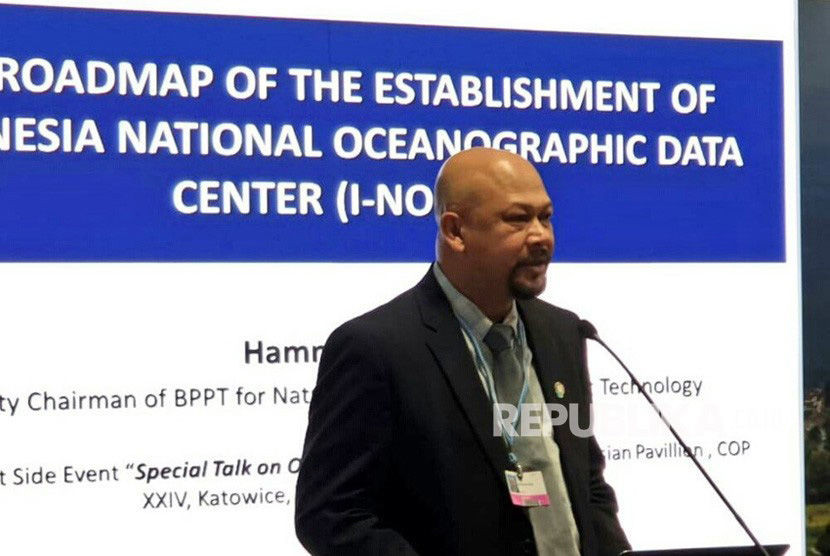  Deputi Teknologi Pengembangan Sumberdaya Alam (TPSA) BPPT Hammam Riza  dalam COP 24 UNFCCC di Katowice, Polandia, Kamis (13/12). 