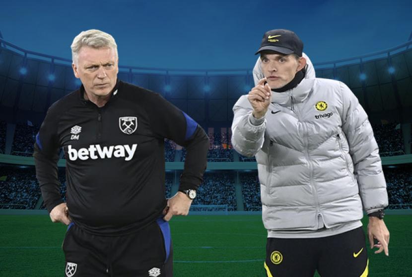 Derby London West Ham United vs Chelsea, duel taktik David Moyes (kiri) dan Thomas Tuchel.