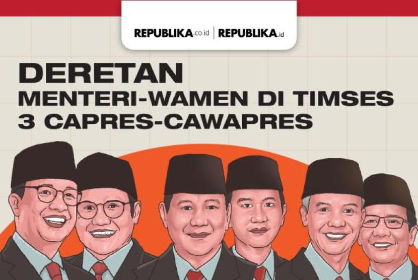 Deretan menteri dan wakil menteri di balik Timses 3 Capres-Cawapres. Ini menteri dan wakil menteri yang masuk dalam timses tiga capres-cawapres.