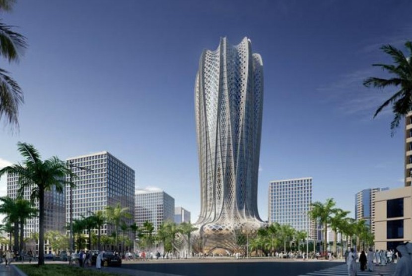Desain hotel berbentuk bunga gurun yang akan dibangun di qatar.