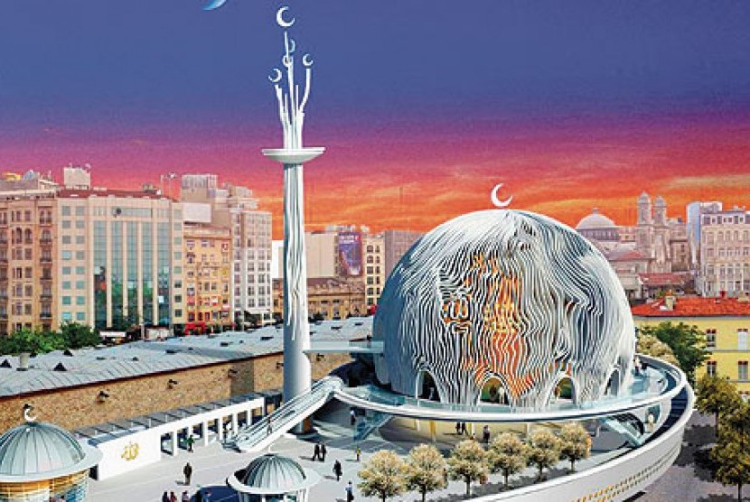 Desain masjid yang akan dibangun di Istanbul, Turki.