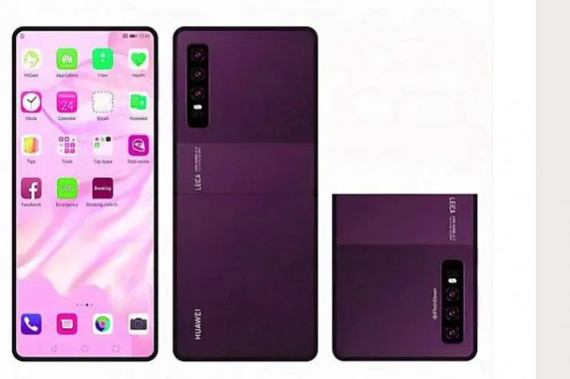 Desain ponsel lipat yang diduga Huawei.
