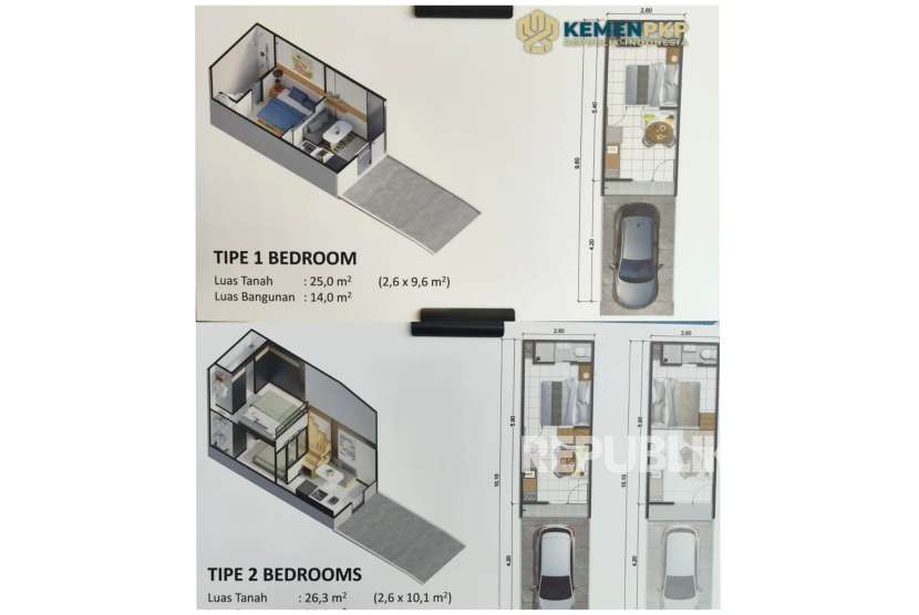 Desain rumahbsubsidi 18 meter persegi.