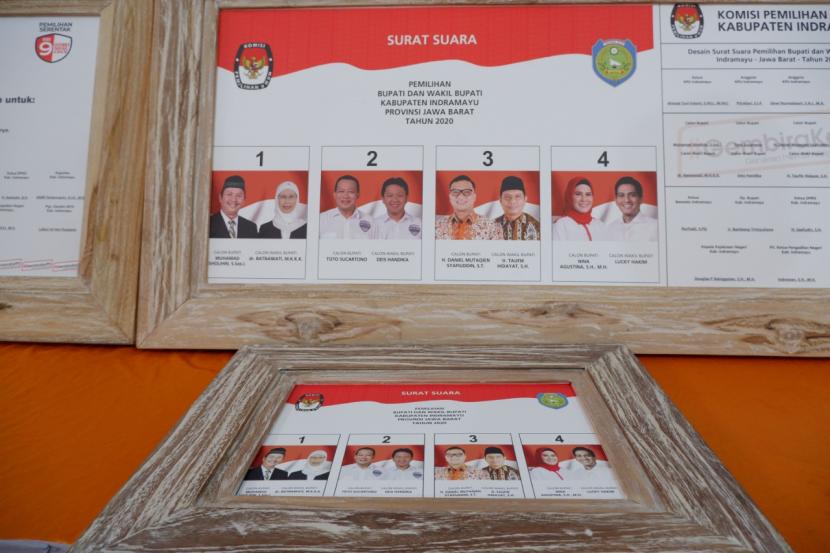 Desain surat suara pemilihan bupati dan wakil bupati Indramayu dalam Pilkada Serentak 2020. 