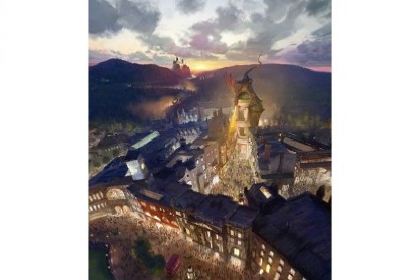 Desain taman bertema Harry Potter untuk Universal Studio Orlando. Taman bermain Harry Potter akan dibuka di Tokyo, Jepang pada 2023.