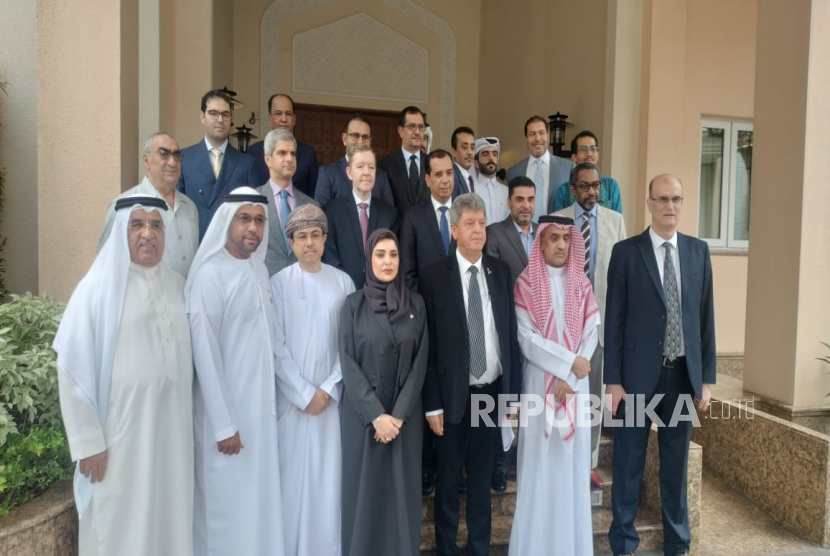 Dewan Duta Besar Arab dan Kepala Misi Arab di Indonesia di Kedubes Qatar di Jakarta, Kamis (25/9/2025).