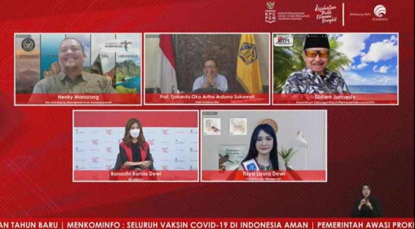 Dialog Produktif dari Media Center Forum Merdeka Barat 9 (FMB9) – KPCPEN di akhir tahun 2021, terkait tingkat hunian kamar menjelang Natal dan Tahun Baru yang mengalami peningkatan. 