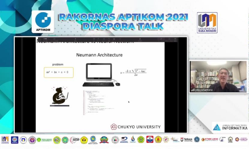 Diaspora Talk menghadirkan salah satu narasumber dari luar negeri yakni Prof Pitoyo Hartono dari Jepang.  Prof Pitoyo Hartono, dari Jepang Institute for Human Robot Co-Creation lulusan dari Waseda University, saat ini aktif bekerja di School of Engineering Chukyo University, Nagoya dan sekaligus di Institute for Human Robot Co-Creation.  