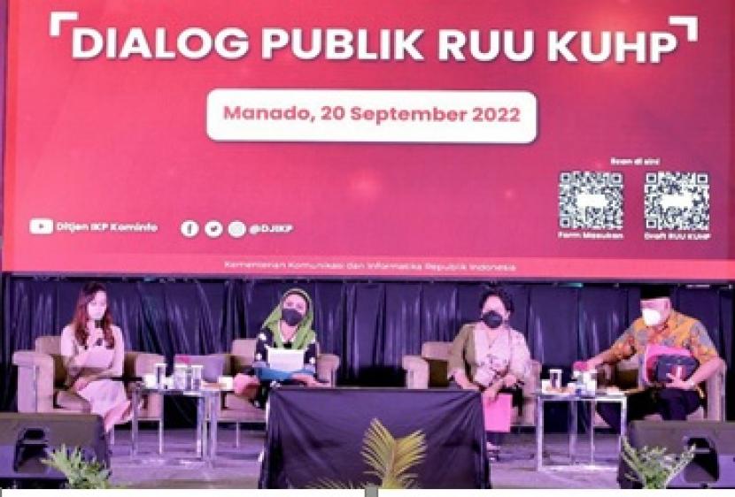Direktorat Jenderal Informasi dan Komunikasi Publik (IKP) Kementerian Komunikasi dan Informatika (Kominfo), menyelenggarakan acara “Dialog Publik RUU KUHP”, Selasa (20/9/2022) di Manado, Sulawesi Utara.