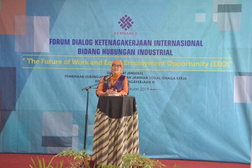 Direktorat Jenderal Pembinaan Hubungan Industrial dan Jaminan Sosial Kemenaker Haiyani Rumondang. 