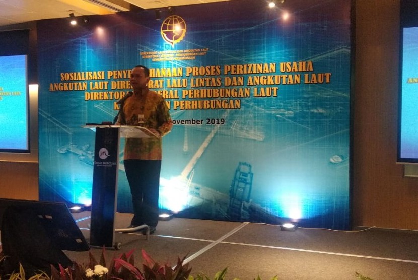Direktorat Jenderal Perhubungan Laut menggelar Sosialisasi Penyederhanaan Proses Perizinan Usaha Angkutan Laut Tahun 2019, Rabu (20/11) di Hotel Grand Mercure Harmoni Jakarta.