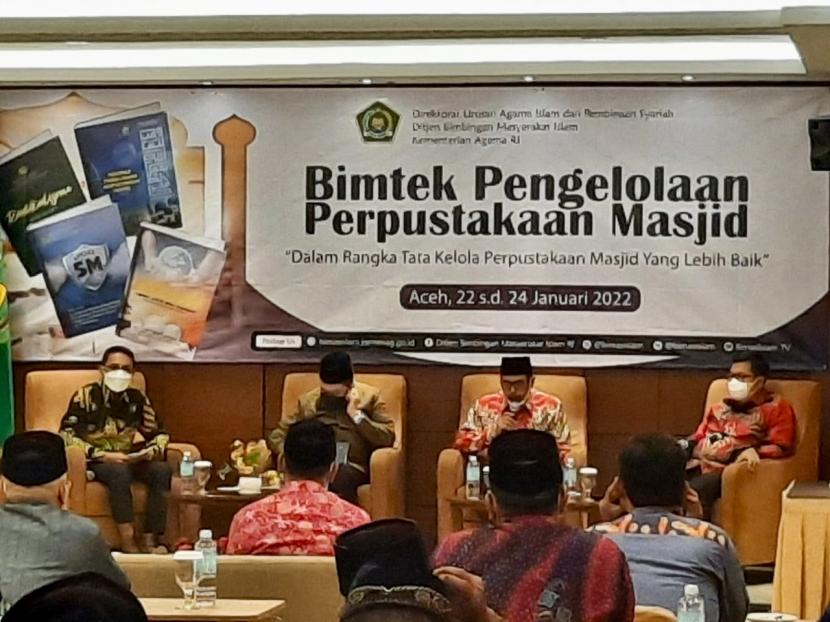 Direktorat Urusan Agama Islam dan Pembinaan Syariah, Kementerian Agama menggelar Bimbingan Teknis (Bimtek) Pengelolaan Perpustakaan Masjid di Kota Banda Aceh.
