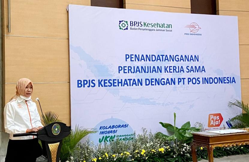 Direktur Bisnis Kurir & Logistik PT Pos Indonesia Siti Choiriana saat menghadiri PKS dengan BPSJ Kesehatan.