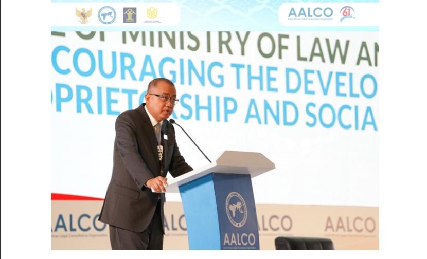 Direktur Jenderal Administrasi Hukum Umum Kemenkumham Cahyo R Muzhardi acara Asian-African Legal Consultative Organization (AALCO) 2023 di Bali, Selasa (17/10/2023). 