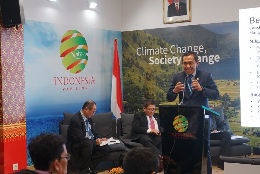 Direktur Jenderal Pengelolaan Ruang Laut Brahmantya Satyamurti Poerwadi di sela-sela perhelatan akbar Konferensi pengendalian perubahan iklim pada pertemuan tahunan negara United Nations Framework Convention on Climate Change (UNFCCC) ke-24 di Katowice, Polandia.