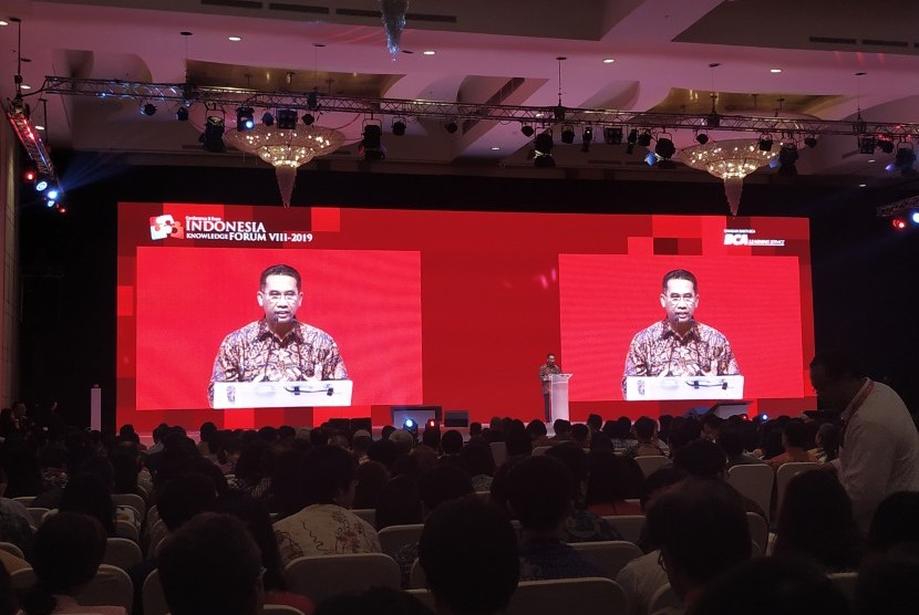 Direktur Jenderal Perbendaharaan Kementerian Keuangan (Kemenkeu) Andin Hadiyanto dalam acara Indonesia Knowledge Forum (IKF) VIII 2019 Ritz Carlton Pacific Place, Jakarta, Selasa (8/10). 