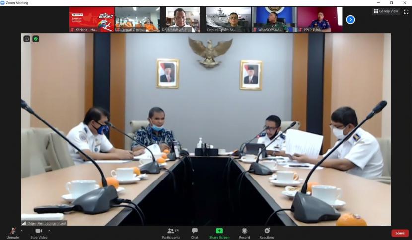 Direktur Jenderal Perhubungan Laut R. Agus H. Purnomo saat membuka secara virtual Rapat Kesiapan Patroli Keamanan TSS Selat Sunda dan Selat Lombok di Jakarta.
