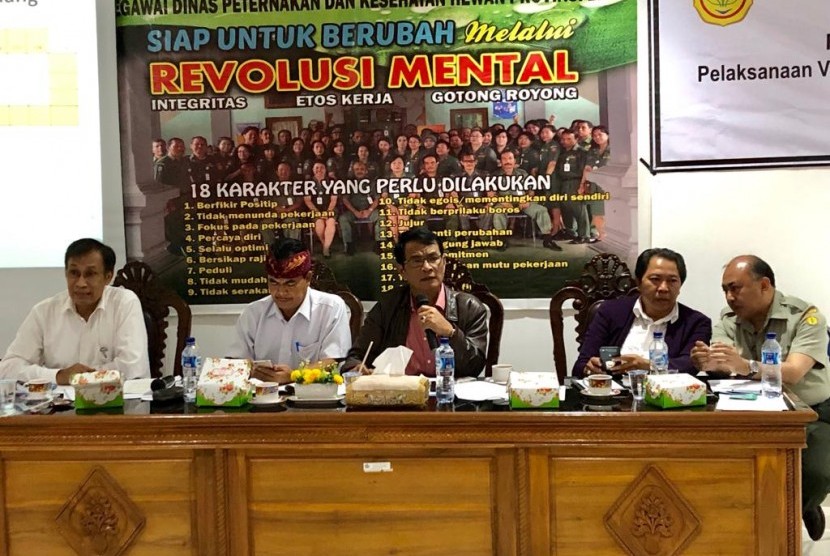 Direktur Jenderal Peternakan dan Kesehatan Hewan, I Ketut Diarmita pada Rapat Koordinasi dan Evaluasi Pelaksanaan Vaknisasi Massal dan Pemberantasan Rabies di Bali, Kamis (3/1). 
