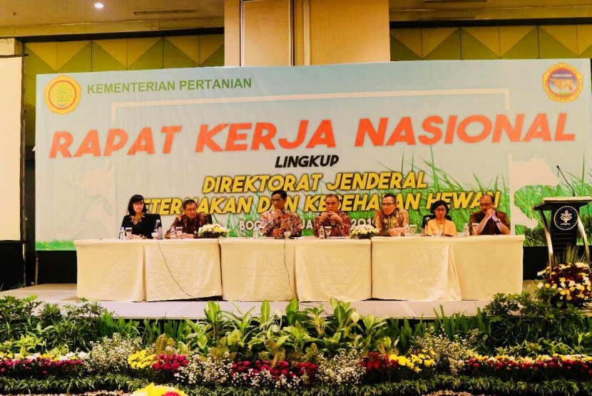 Direktur Jenderal Peternakan dan Kesehatan Hewan I Ketut Diarmita dalam Rapat Kerja Nasional (Rakernas) di IPB International Covention Center (IICC) Botani Square Bogor,  Selasa (15/1). 