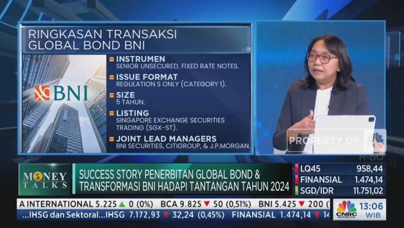 Direktur Keuangan BNI Novita Widya Anggraini mengungkapkan tingginya minat investor terhadap Global Bond BNI mencerminkan kepercayaan investor terhadap fundamental dan prospek perseroan.