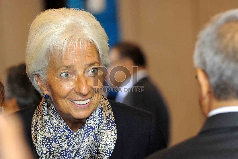Direktur Pelaksana Dana Moneter Internasional (IMF) Christine Lagarde saat konferensi internasional bertajuk Future of Asia's Finance: Financing For Development 2015 di Jakarta, Rabu (2/9).