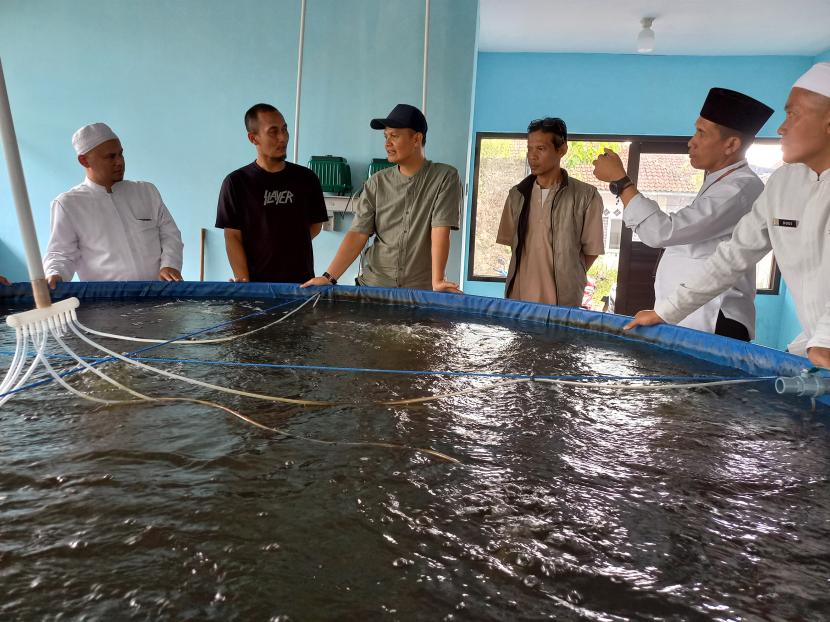 Direktur Utama LAZNAS DT Peduli Muhammad Iskandar melakukan Monev kegiatan yang dilaksanakan KOPMU-DT Pelaksanaan Pelatihan Budidaya Ikan konsumsi, Jumat (18/10/2024). 