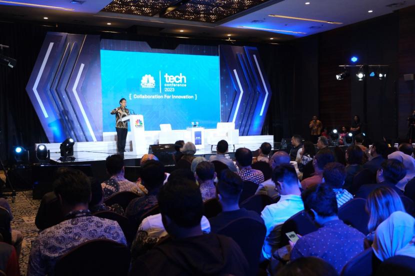 Direktur Utama Peruri, Dwina Septiani Wijaya dalam CNBC Indonesia Tech Conference 2023.