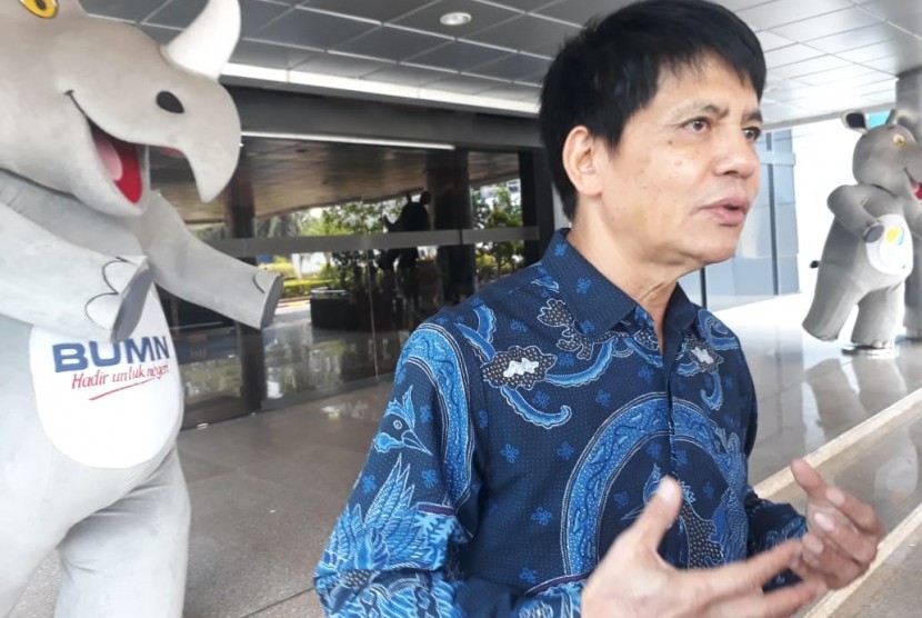 Direktur Utama PT Pupuk Indonesia Aas Asikin Idat di Kantor Kementerian BUMN, Jakarta.