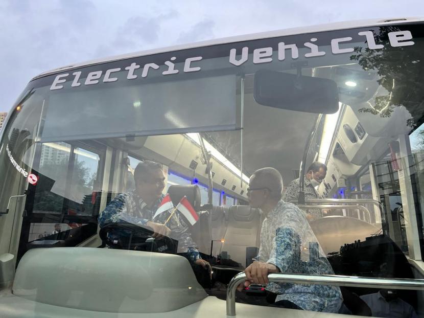 Bus listrik, ilustrasi. Permohonan bantuan pengadaan 10 unit bus listrik yang diajukan Pemerintah Kota (Pemkot) Bogor ke Pemerintah Provinsi (Pemprov) DKI Jakarta ditolak.