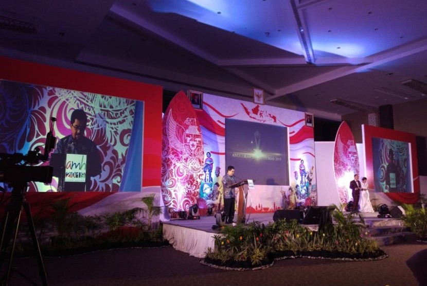 Dirjen Informasi dan Komunikasi Publik, Kementerian Komunikasi dan Informatika, Widodo Muktiyo dalam sambutannya di acara Anugerah Media Humas 2019, Jumat (25/10).