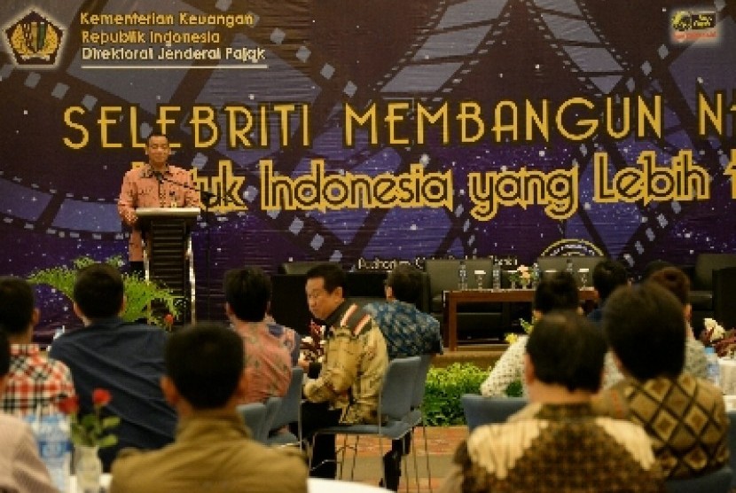 Dirjen Pajak Sigit Priadi Pramudito dalam acara sosialisasi perpajakan di Jakarta, Kamis (12/2).