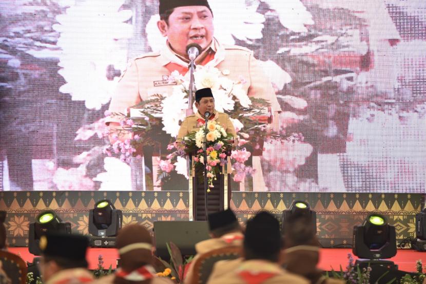 Dirjen Pendis Kementerian Agama (Kemenag) Muhammad Ali Ramdhani dalam kegiatan Perkemahan Wirakarya Nasional Perguruan Tinggi Keagamaan (PWN PTK) XV 2021 di Palembang, Kamis (11/11) 