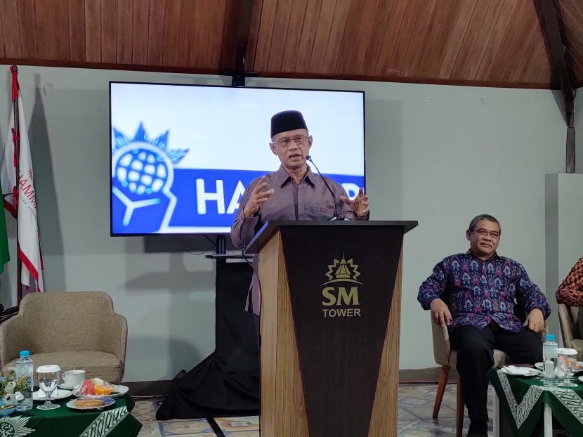 Diskusi Hari Pers Muhammadiyah yang dihadiri Ketua Umum PP Muhammadiyah Prof Haedar Nashir di SM Tower and Convention, Rabu (23/8/23).