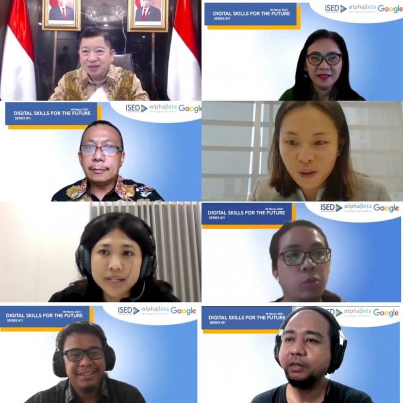 Diskusi kolaborasi yang digelar Institute of Social Economic Digital (ISED), Google Indonesia, dan Alphabeta, konsultan strategi dan ekonomi dari Singapura, di Jakarta, Kamis (18/3).