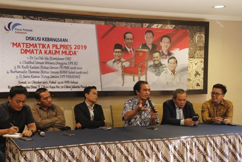  diskusi Poros Pemuda Indonesia (PPI) dengan tema “Matematika Pilpres 2019 di Mata Pemuda” di Cikini, Jumat (20/10)