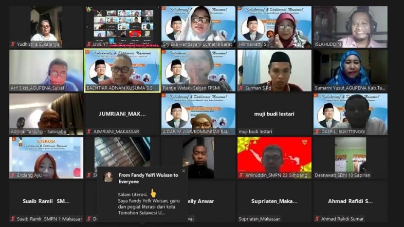 Diskusi sejumlah tokoh Literasi dan Perbukuan Nasional terkait Gerakan Guru Bergerak Menulis Satu Buku Indonesia